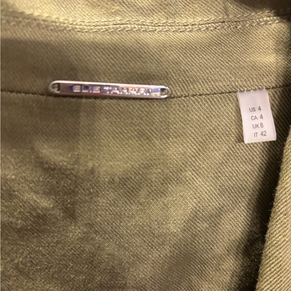 Elie Tahari Green Linen Double Breasted Shirt Dress 4 - Picture 5 of 7